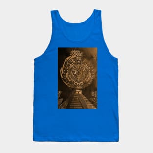 the aztec calendar in dragon quetzalcoatl night in brown Tank Top